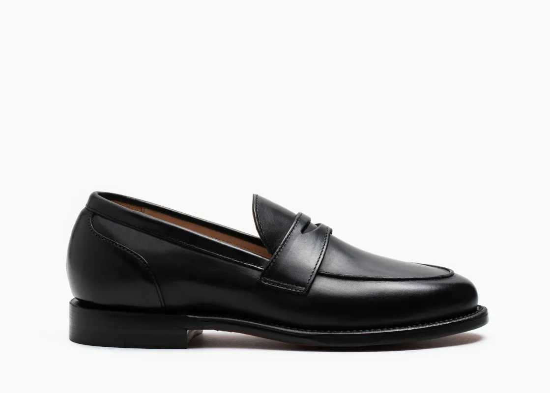 Clara Penny Loafer Black Calf sold by Grant Stone
