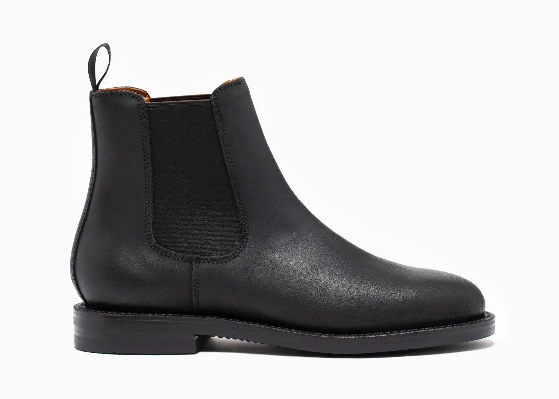 Josephine Chelsea Boot Black Waxed Commander sold by Grant Stone