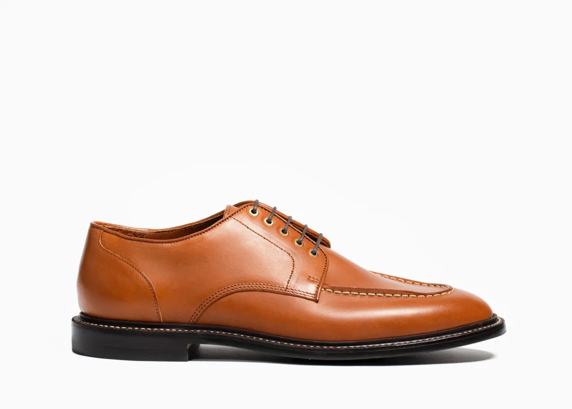 Moc Toe Derby Saddle Tan sold by Grant Stone