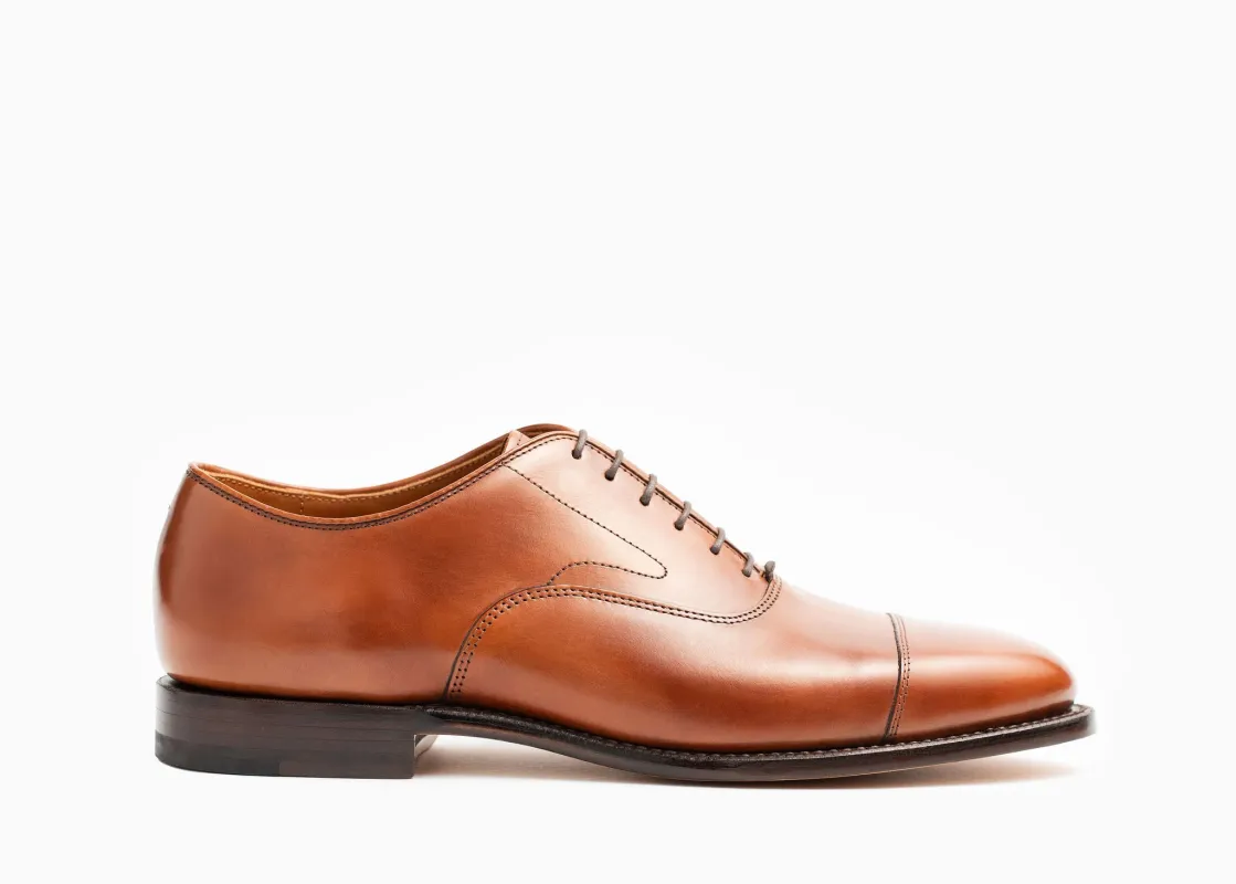 Cap Toe Oxford - Chestnut Calf made by Grant Stone