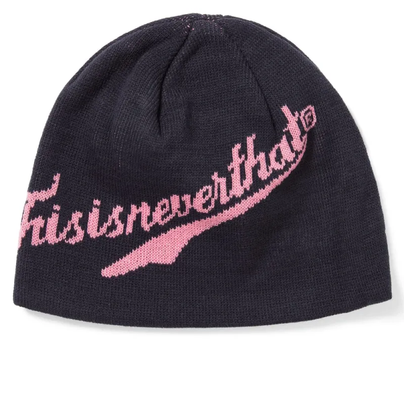 Script Logo No Cuff Beanie 'Navy' sold by Hatchet Outdoor Supply Co