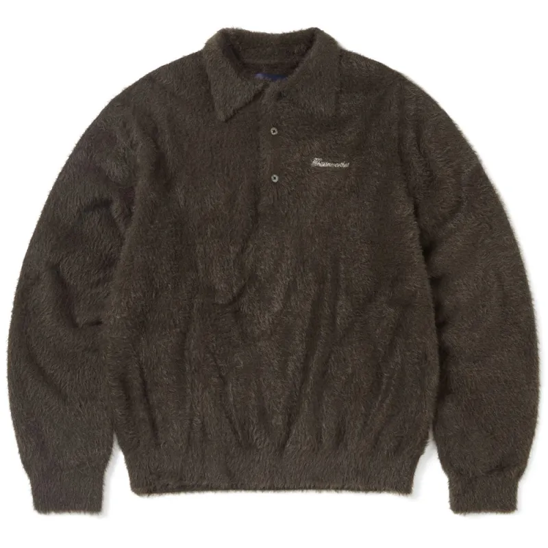 thisisneverthat | SCT-Logo Shaggy Knit Polo 'Brown' sold by Hatchet Outdoor Supply Co