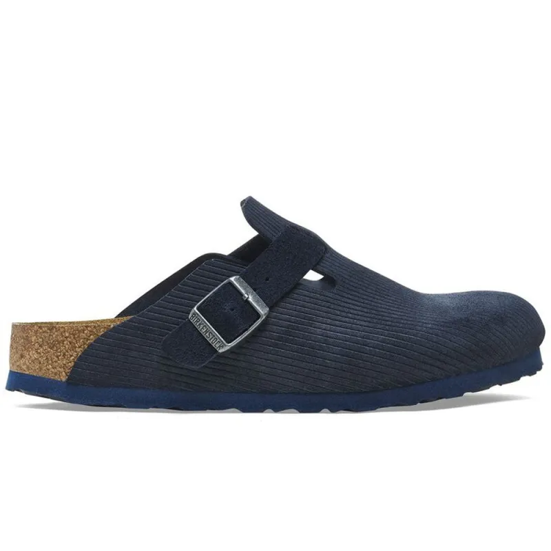Birkenstock | Boston Suede Embossed Slippers 'Corduroy Midnight' sold by Hatchet Outdoor Supply Co