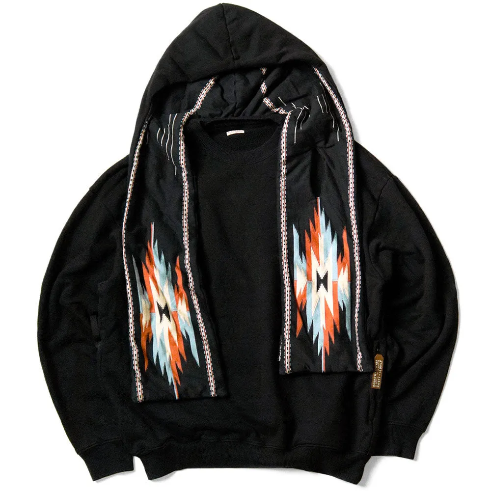 Kapital | Sweater Knit x Ortega Jersey Kesa Parka 'Black' sold by Hatchet Outdoor Supply Co