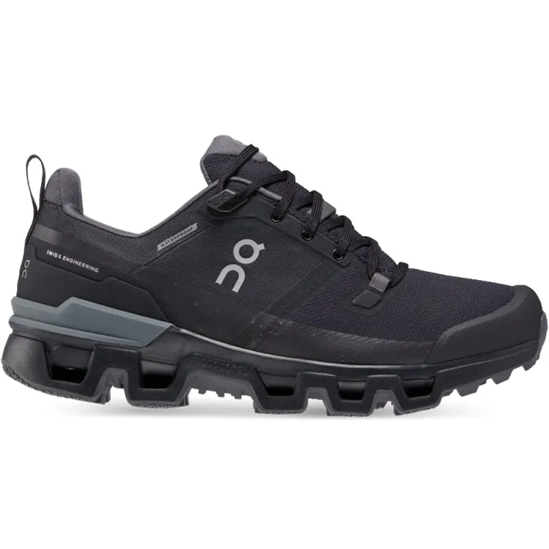 On | Women's Cloudwander Waterproof Sneakers 'Black / Eclipse' sold by Hatchet Outdoor Supply Co