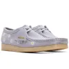 Clarks | Women's Wallabee 'Cloud Grey Embroidery' sold by Hatchet Outdoor Supply Co