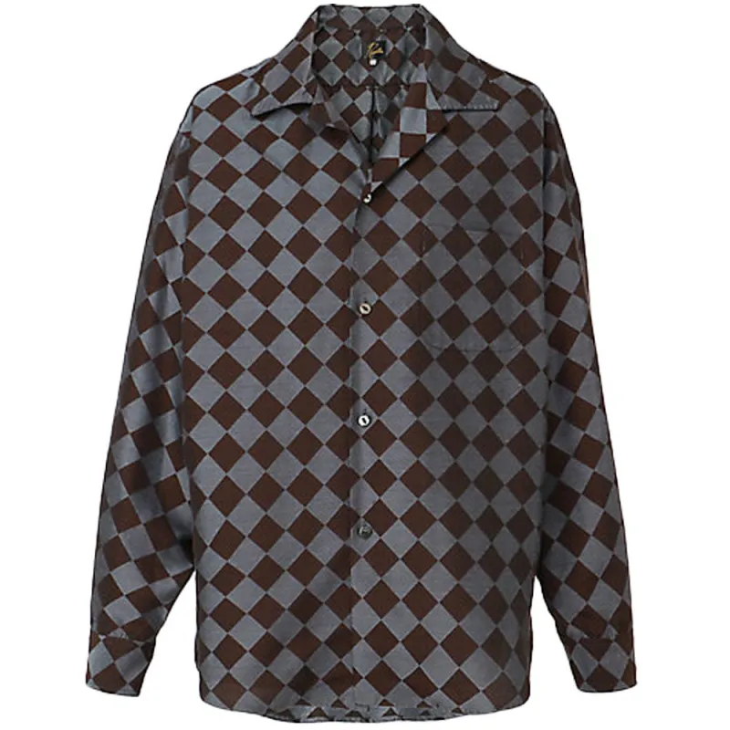 Rebuild by Needles | One-Up Shirt - PE/R Argyle Jacquard 'Blue / Brown' made by Needles