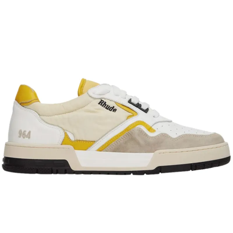 Rhude | Racing Sneaker 'White / Mustard / Beige' sold by Hatchet Outdoor Supply Co