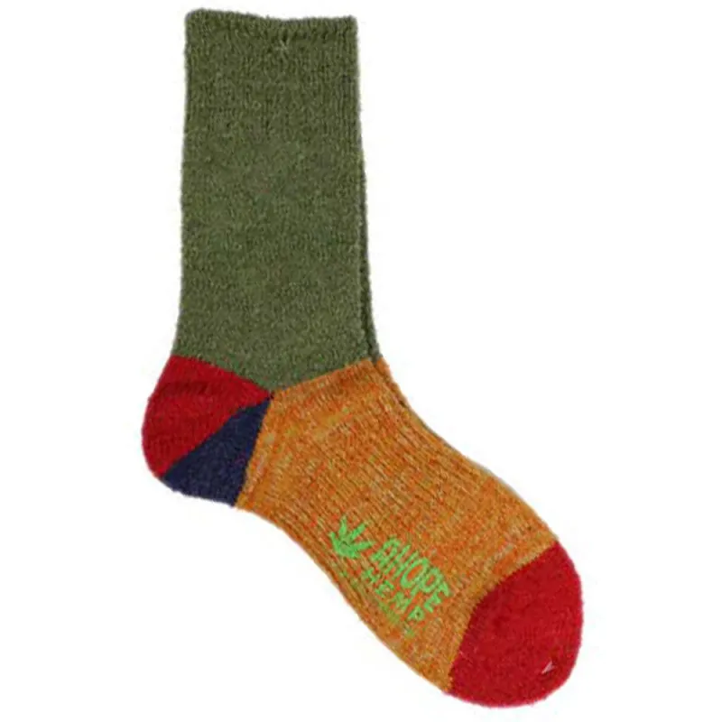 A Hope Hemp | HSX-259 Socks 'Orange / Olive' sold by Hatchet Outdoor Supply Co