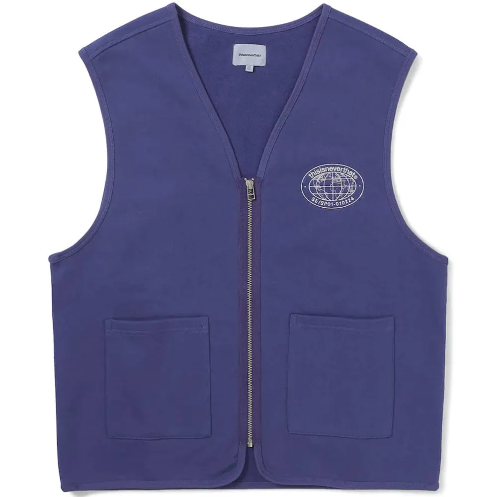 thisisneverthat | Zip Sweat Vest 'Purple Blue' sold by Hatchet Outdoor Supply Co