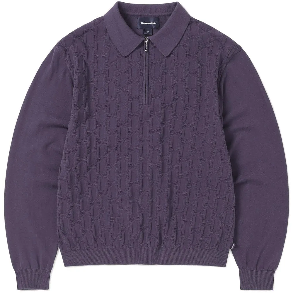 Cable Knit Zip Polo 'Violet' sold by Hatchet Outdoor Supply Co