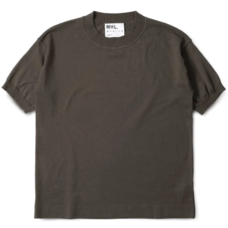 Margaret Howell | MHL Knitted T-shirt Dry Cotton 'Bark' sold by Hatchet Outdoor Supply Co