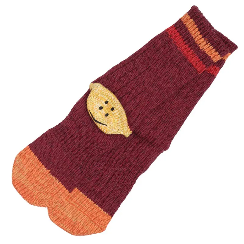 Kapital | 60Yarns Grandrelle Ivy Rainbowy Happy Heel-Hold Socks 'Burgundy' made by Kapital