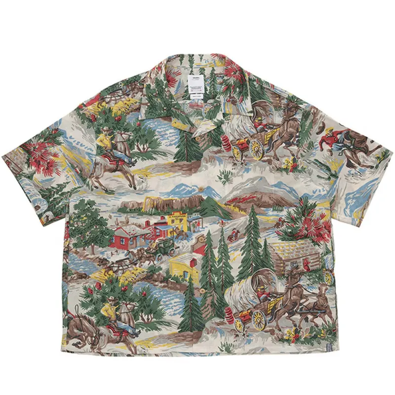 Visvim | Crosby Shirt S/S (Washi Chirimen) 'Light Blue' sold by Hatchet Outdoor Supply Co