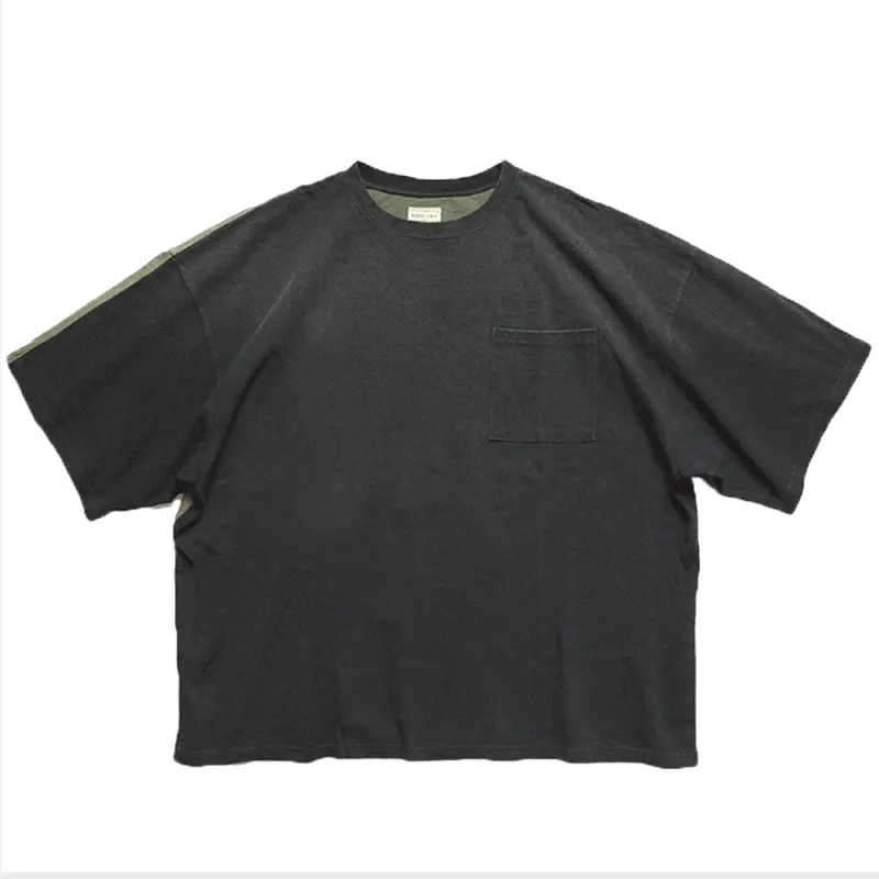 Kapital | Jersey 2Tones Big Pocket T-Shirts (Bone) 'Black / Khaki' sold by Hatchet Outdoor Supply Co
