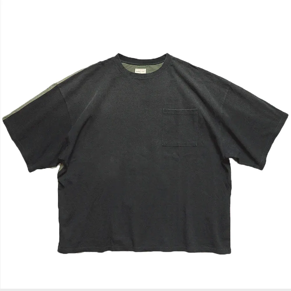 Kapital | Jersey 2Tones Big Pocket T-Shirts (Bone) 'Black / Khaki' sold by Hatchet Outdoor Supply Co