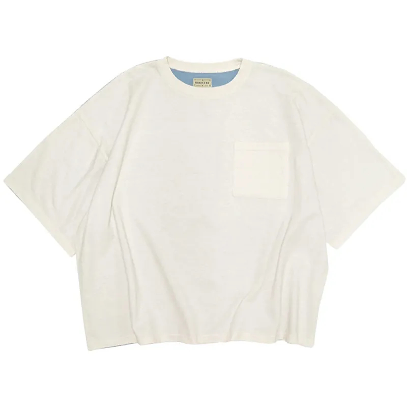 Kapital | Jersey 2Tones Big Pocket T-Shirts (Bone) 'Ecru / Sax' made by Kapital