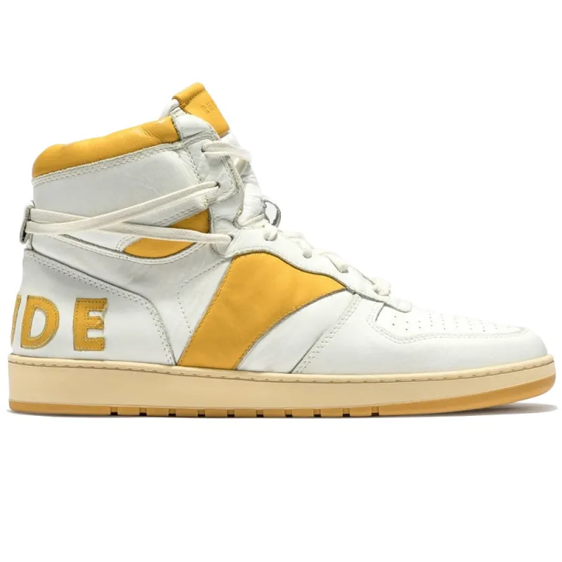 Rhude | Rhecess HI Sneakers 'White / Mustard' sold by Hatchet Outdoor Supply Co