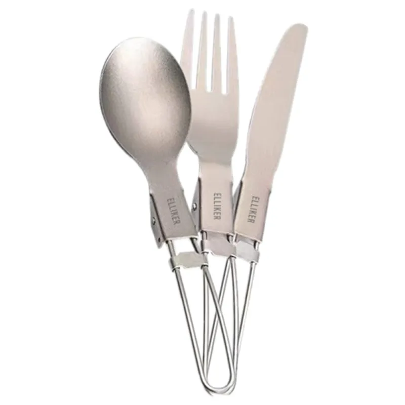ELLIKER | Beldon Titanium 3 Piece Foldable Cutlery 'Titanium' sold by Hatchet Outdoor Supply Co