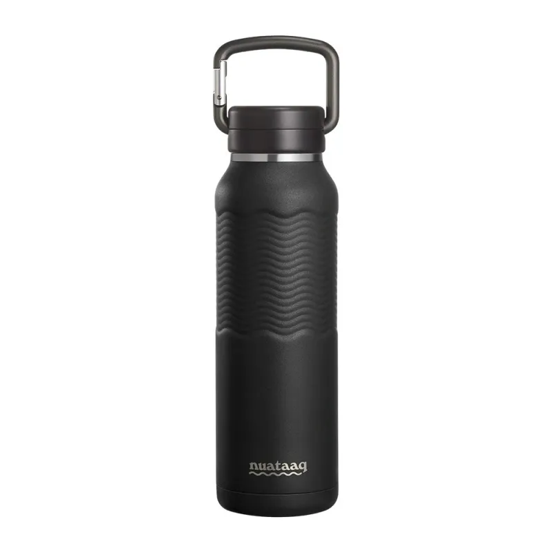 Nuataaq | 34 Oz / 1L Carabiner Water Bottle With Clip Cap 'Obsidian' sold by Hatchet Outdoor Supply Co