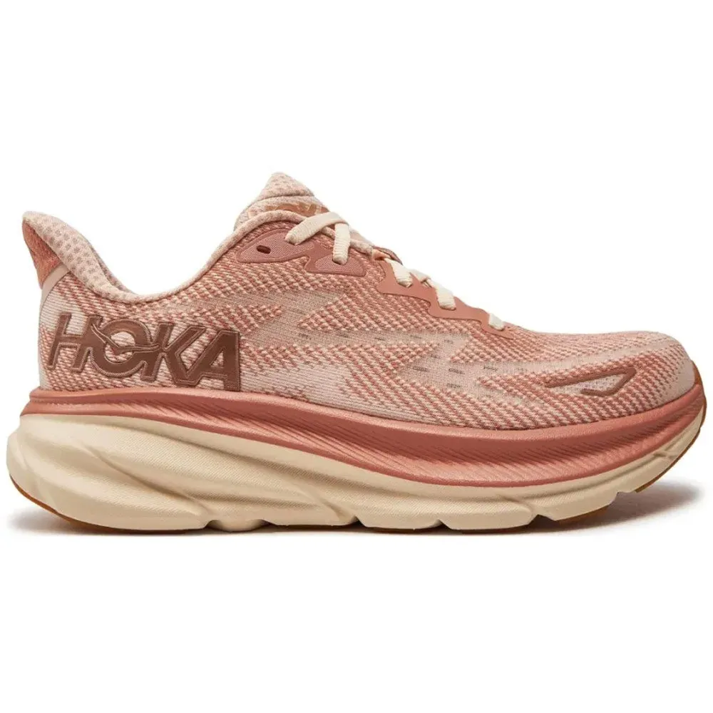 HOKA | Women's Clifton 9 'Sandstone / Cream' sold by Hatchet Outdoor Supply Co