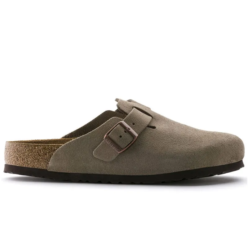Birkenstock | Boston Soft Footbed Suede Leather 'Taupe' sold by Hatchet Outdoor Supply Co