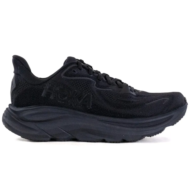 HOKA | Women's Clifton 10 Wide 'Black / Black' sold by Hatchet Outdoor Supply Co