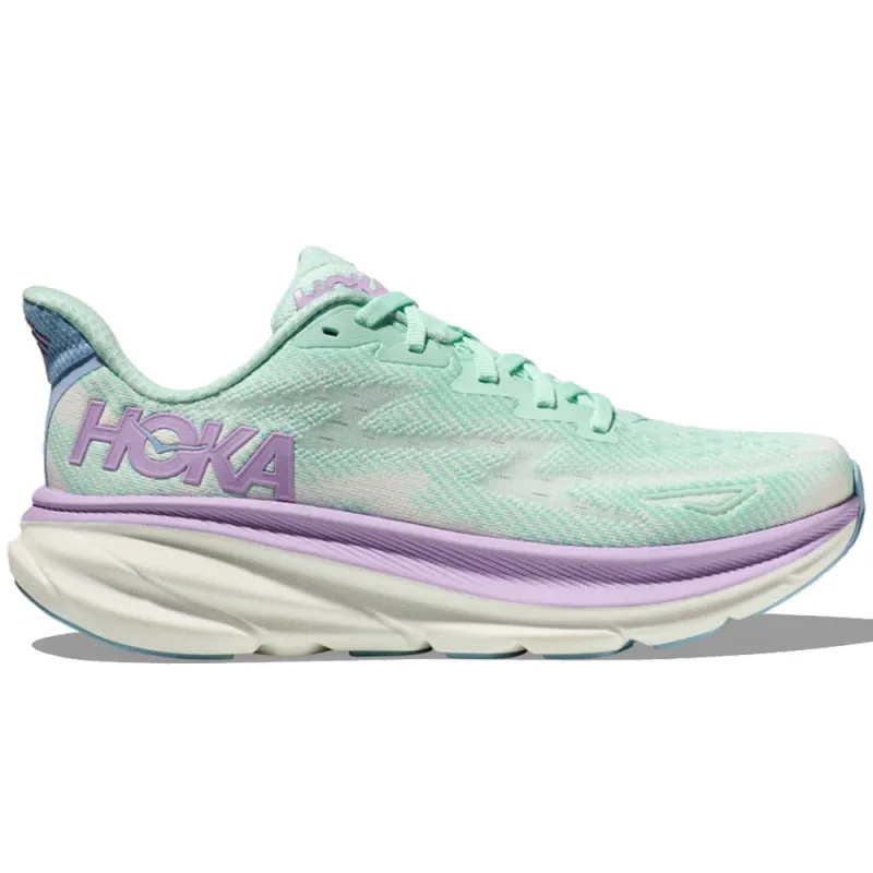 HOKA | Women's Clifton 9 Sneaker 'Sunlit Ocean / Lilac Mist' sold by Hatchet Outdoor Supply Co