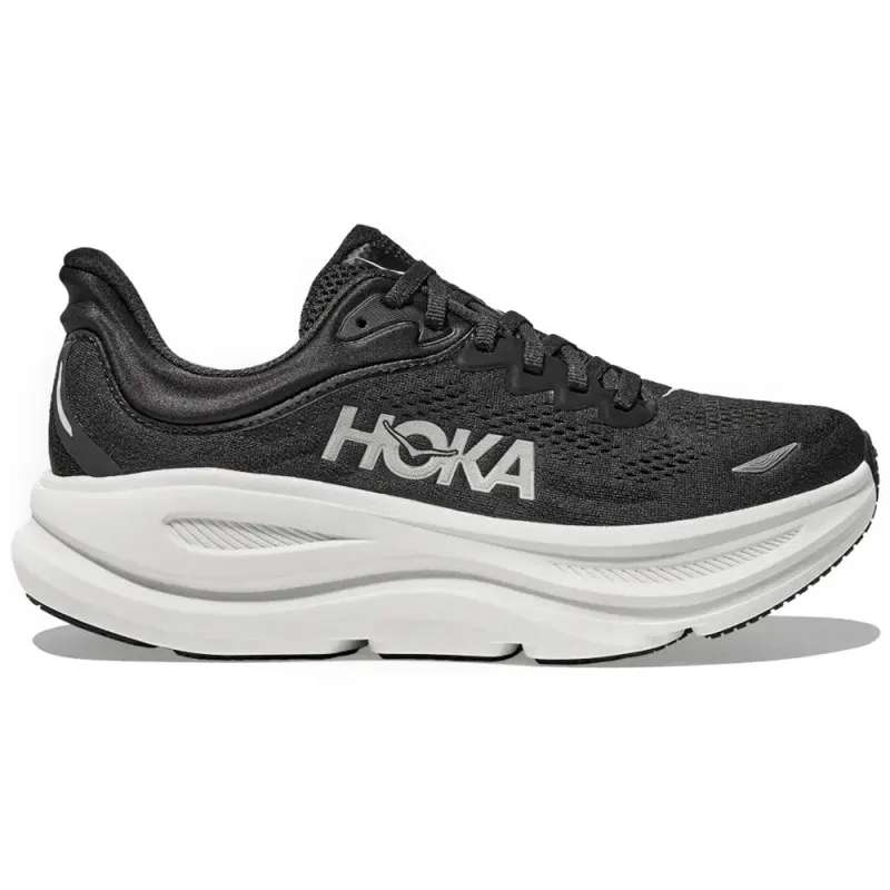 HOKA | Women's Bondi 9 'Black / White' sold by Hatchet Outdoor Supply Co