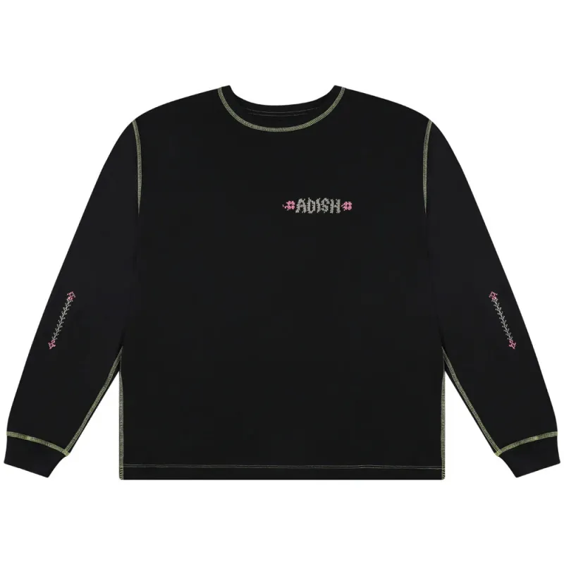 Adish | Tatreez Logo Contrast Stitched Long Sleeve Shirt 'Black' made by Hatchet Outdoor Supply Co