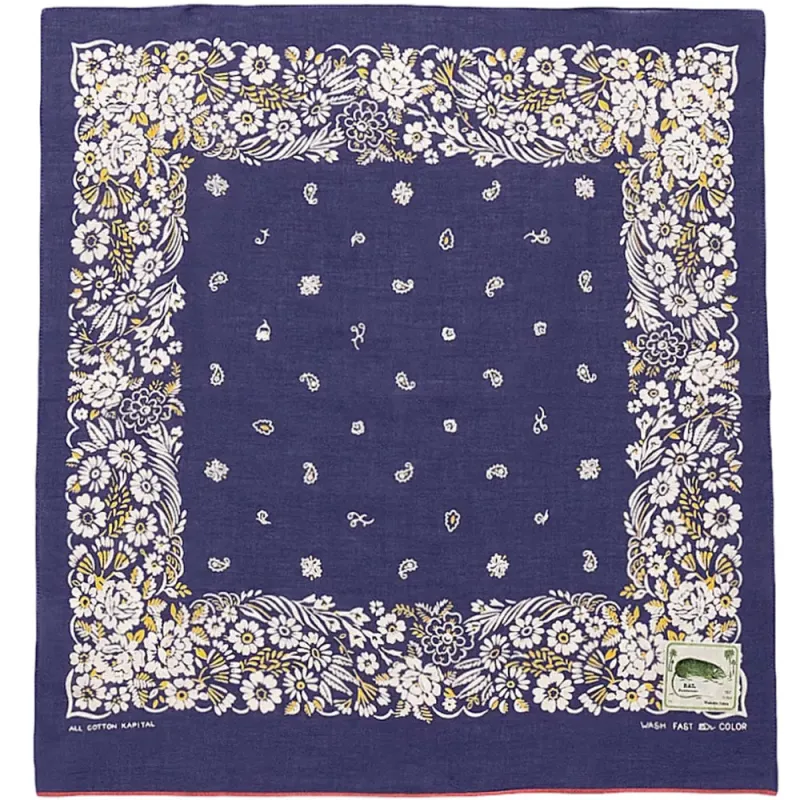 Fastcolor Selvedge Bandanna (Churchill Garden) 'Purple' made by Kapital
