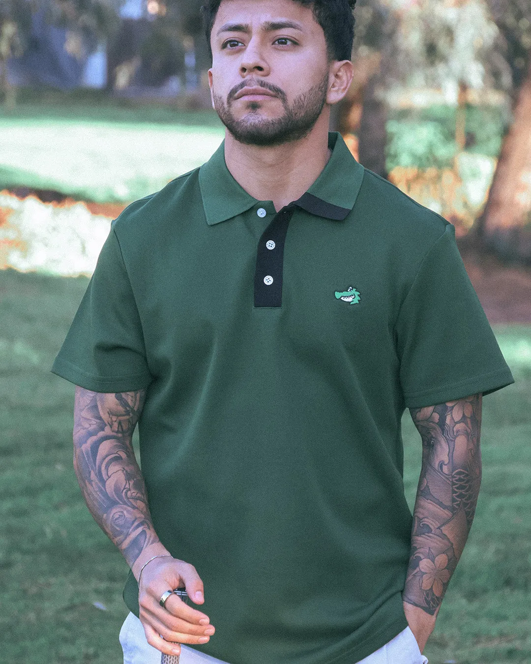 Men's Chippy Polo - Forest/Black sold by Hazard Hunters product image thumbnail 2