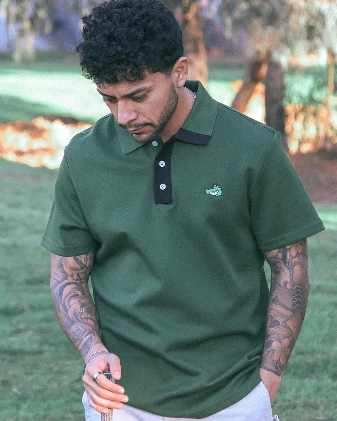 Men's Chippy Polo - Forest/Black sold by Hazard Hunters product image thumbnail 3