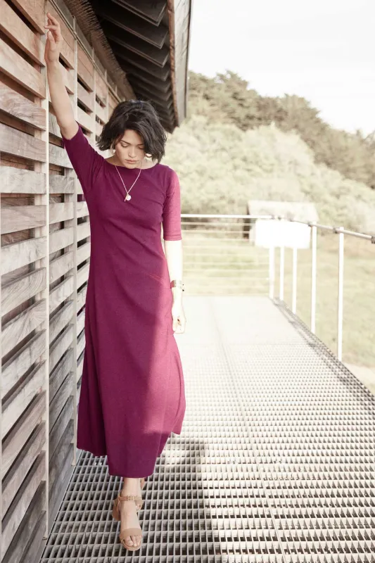 Elbow Sleeve Boatneck Dress sold by Indigenous