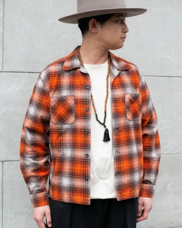Japanese Repro Button Up Shirt, Flat Head, Orange Plaid - L sold by Kiriko