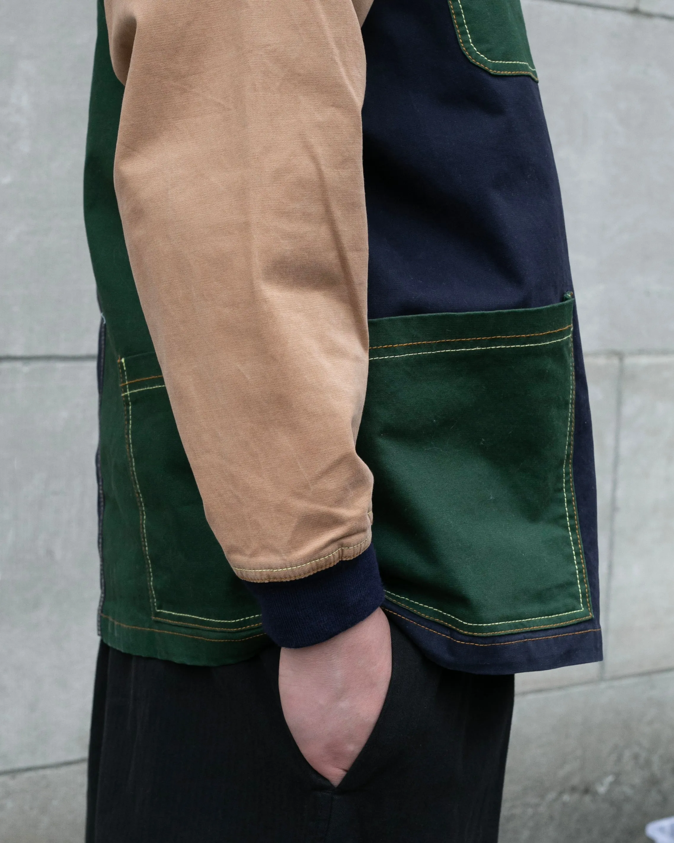 Japanese Repro Button Up Shirt, Gym Master, Green, Tan, and Navy Colorblock - XL sold by Kiriko product image thumbnail 5