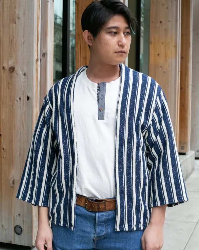 Japanese Repro Cardigan, J.S. Homestead, Blue and White Stripes - M sold by Kiriko