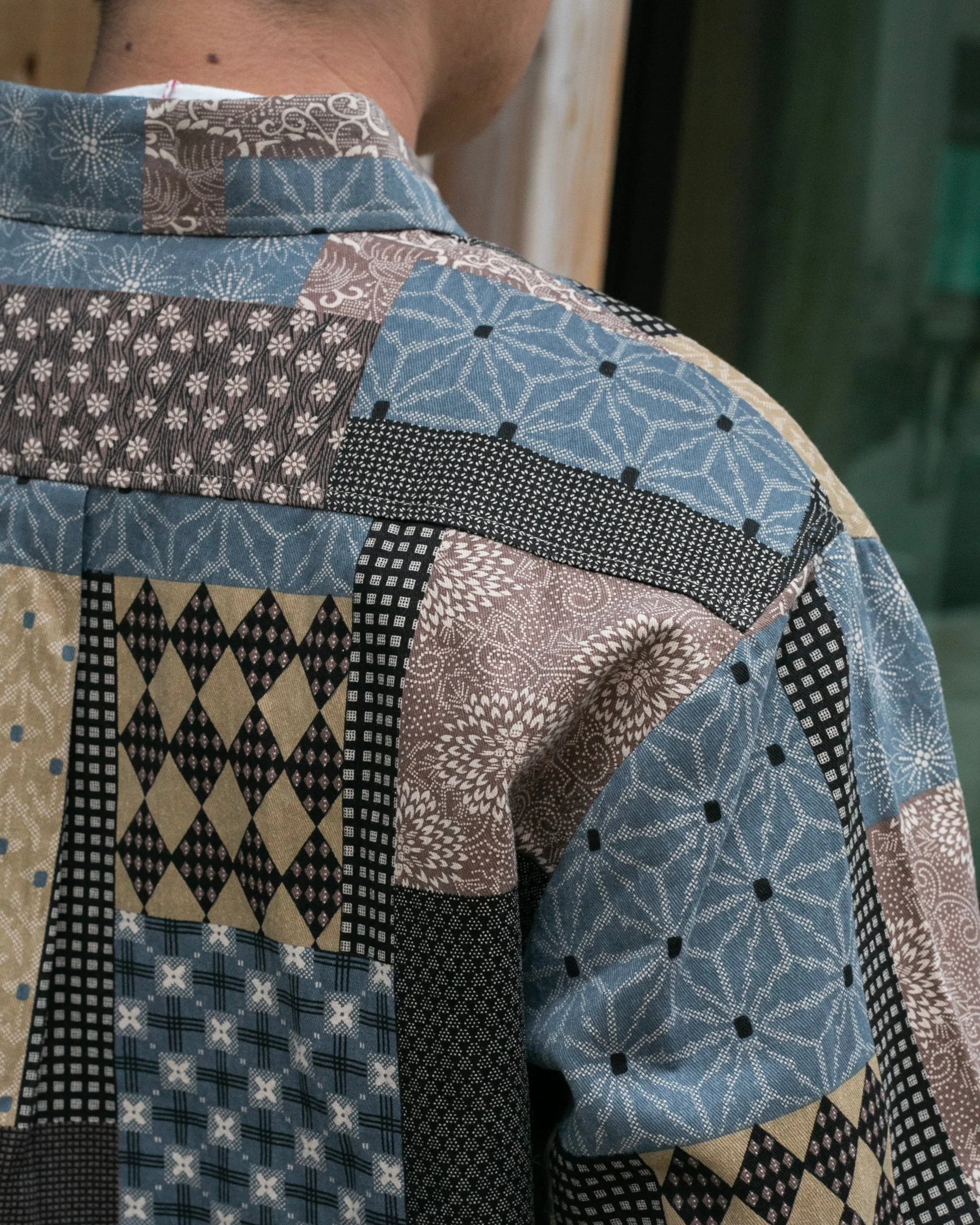 Japanese Repro Button Up Shirt, Change Well, Multi Pattern Patchwork - XL sold by Kiriko product image thumbnail 4