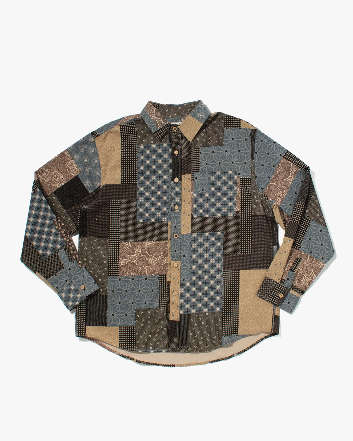 Japanese Repro Button Up Shirt, Change Well, Multi Pattern Patchwork - XL sold by Kiriko product image thumbnail 5