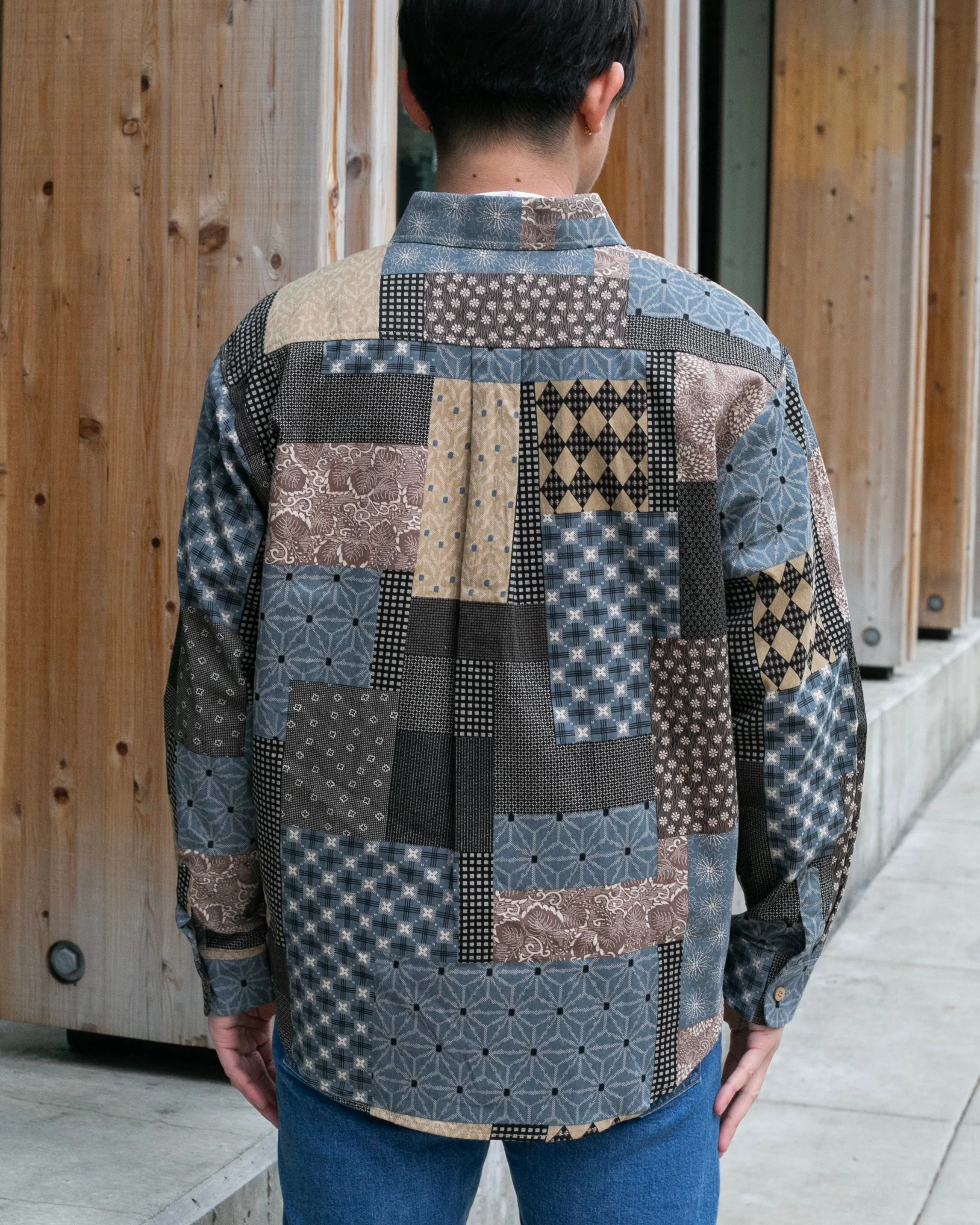 Japanese Repro Button Up Shirt, Change Well, Multi Pattern Patchwork - XL sold by Kiriko product image thumbnail 2