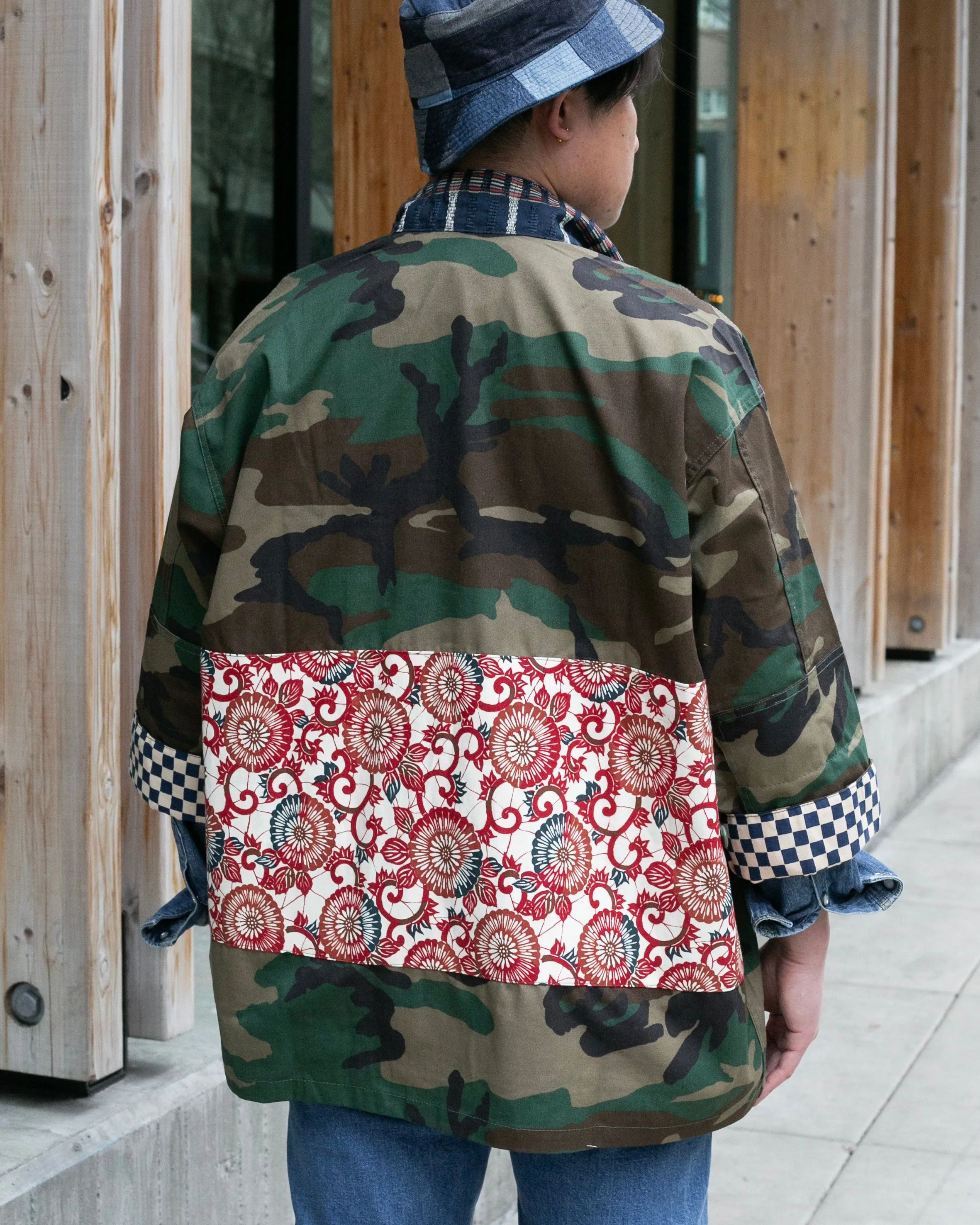 Kiriko Custom Military Jacket, Camo Patched, Kiku-Karakusa sold by Kiriko