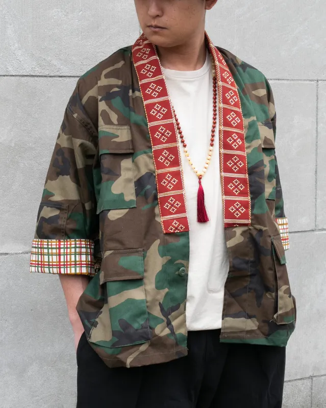 Kiriko Custom Military Jacket, Camo Patched, Shiny Gold & Orange sold by Kiriko