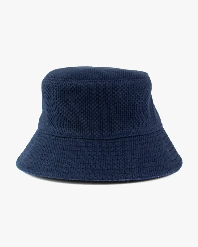 Kiriko Original Bucket Hat, Reversible Navy Sashi-ori and Denim sold by Kiriko
