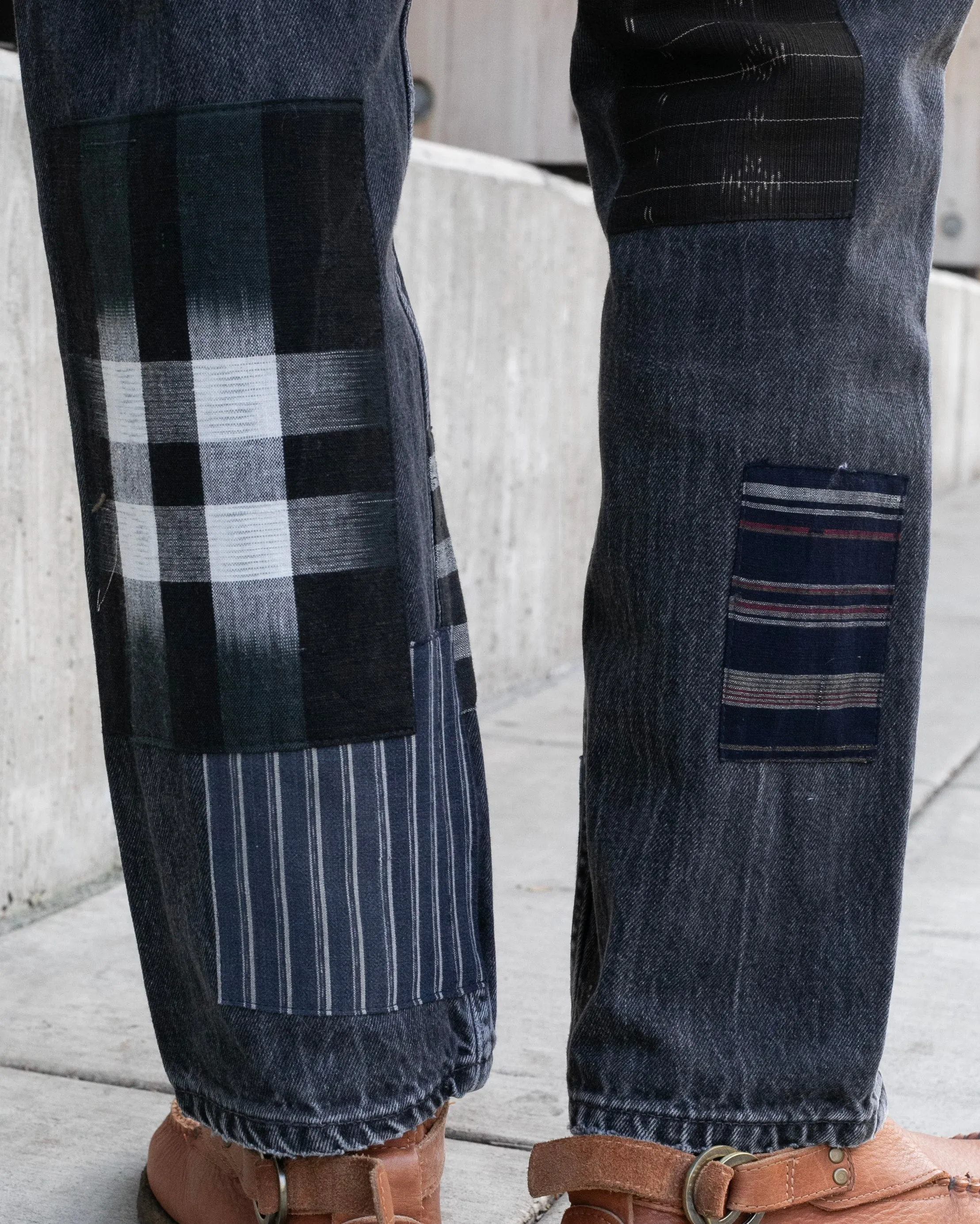 Kiriko Custom Denim Jeans, Patched Vintage Boro, Levi's Brand, Gray Denim with Multicolor Patches - 33 sold by Kiriko product image thumbnail 4