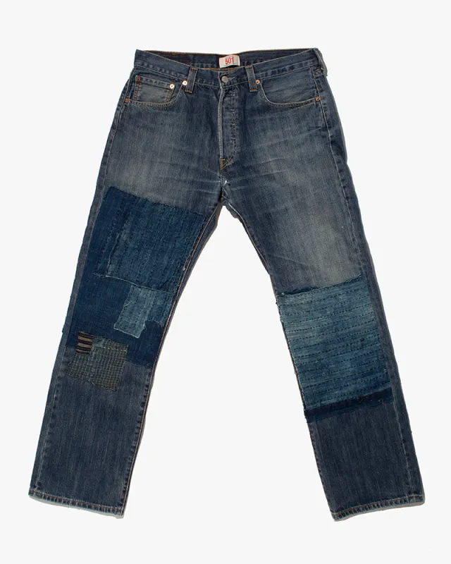 Kiriko Custom Denim Jeans, Patched Vintage Boro, Levi's Brand, Denim with Indigo Patches - 34 sold by Kiriko