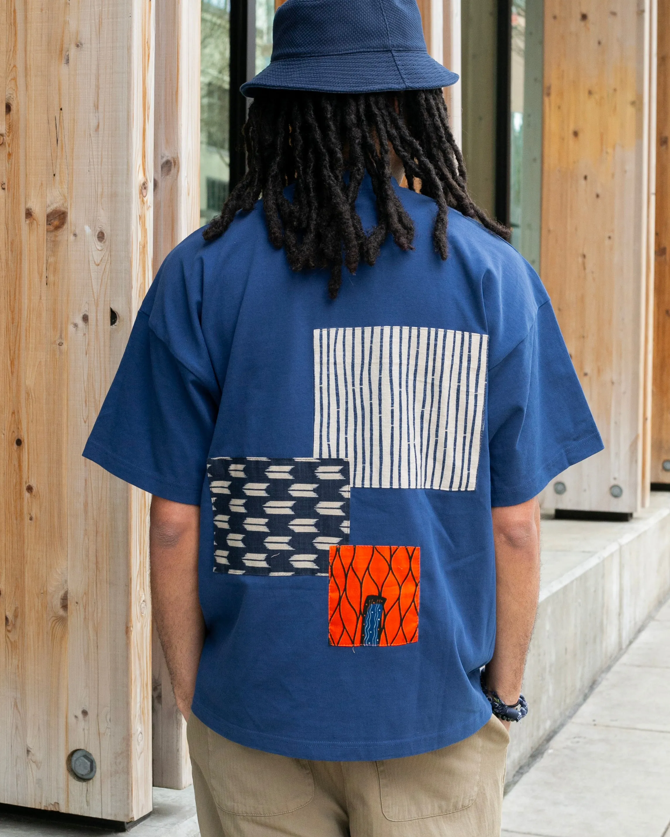 Kiriko Original Tee, 8oz Cotton, Patched Logo Tee, Blue with Cream Asanoha and Orange Accents sold by Kiriko product image thumbnail 3