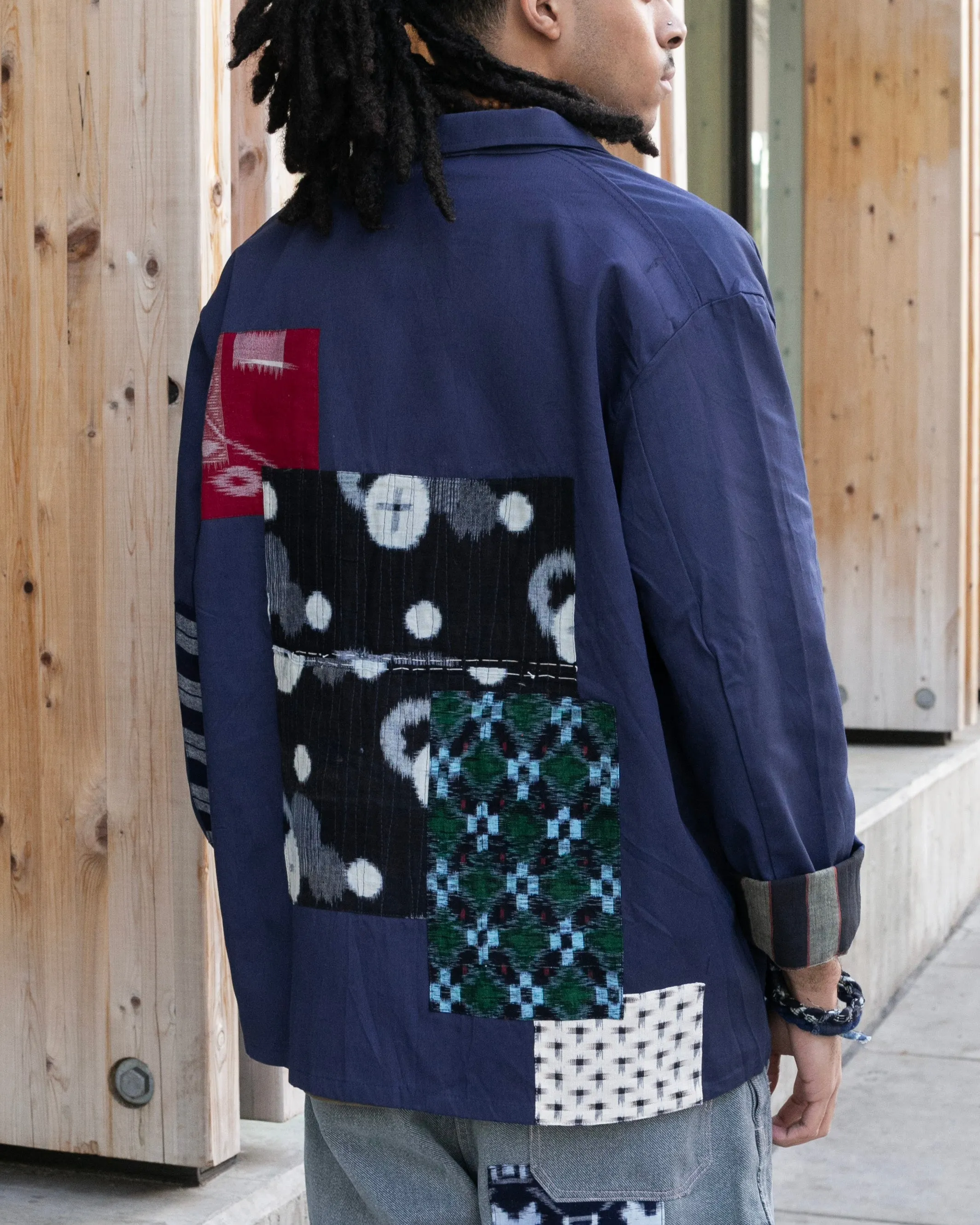 Kiriko Custom, One of a Kind Patched French Workman Jacket, Vintage Kasuri, D sold by Kiriko product image thumbnail 2