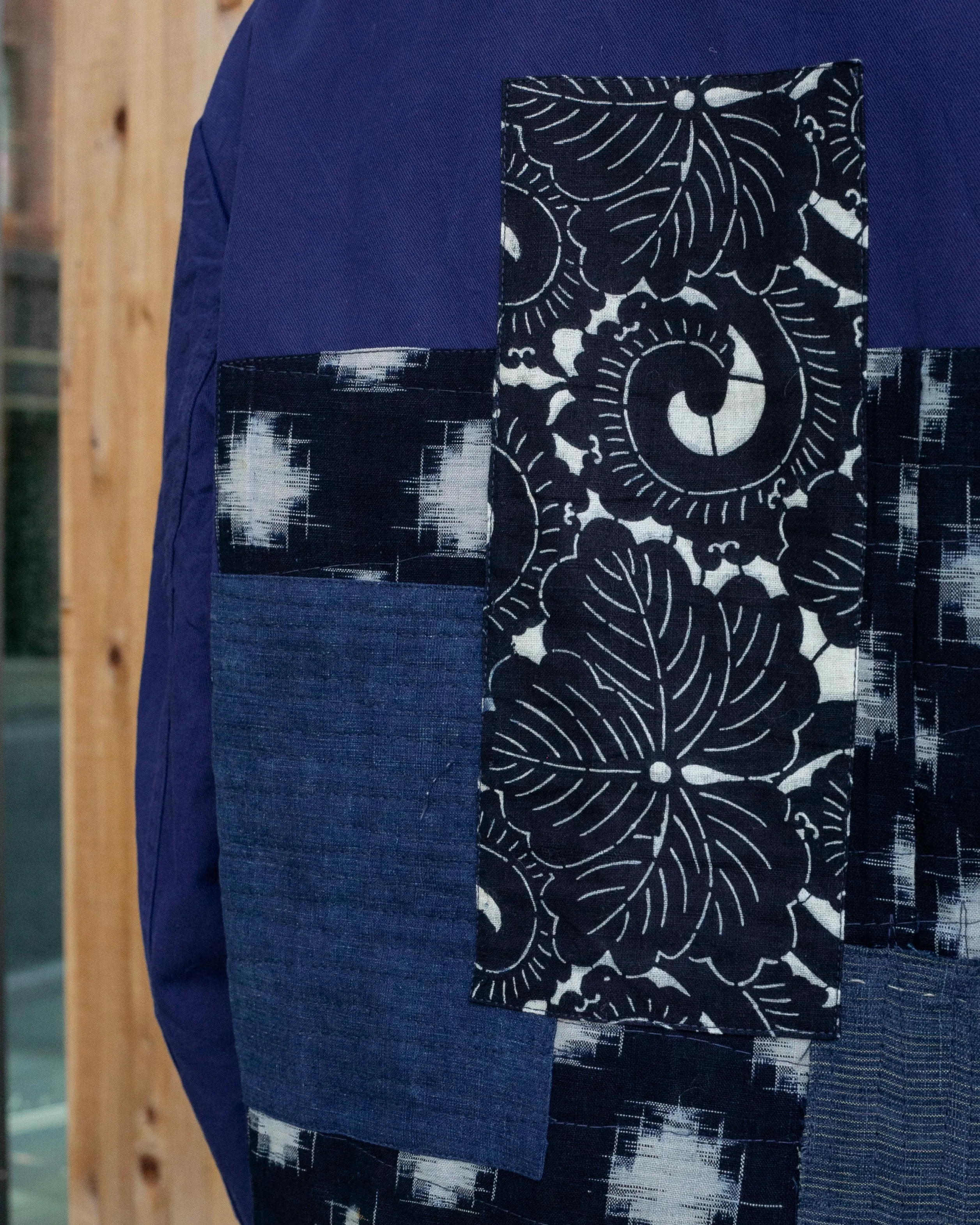 Kiriko Custom, One of a Kind Patched French Workman Jacket, Vintage Kasuri, C sold by Kiriko product image thumbnail 5