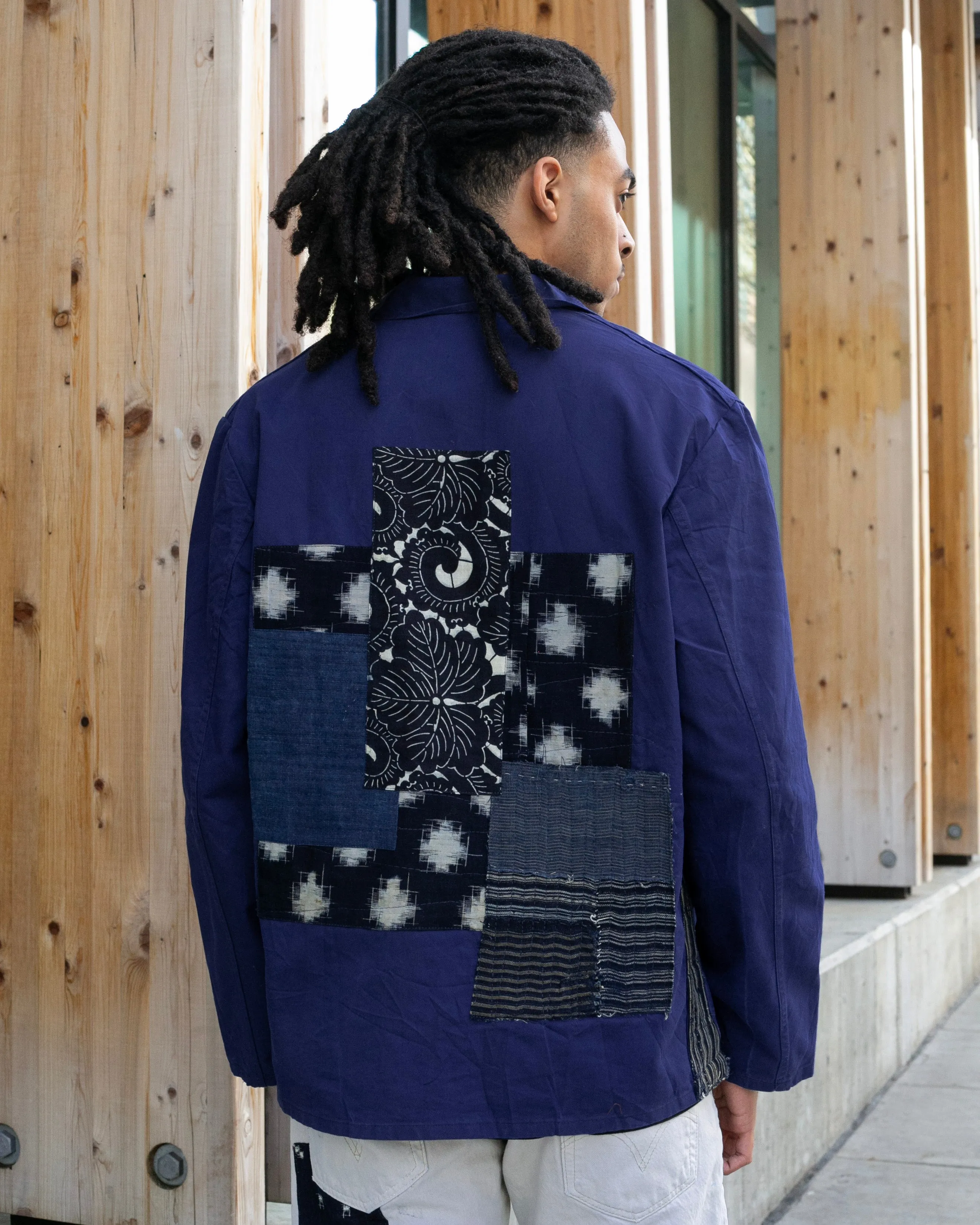 Kiriko Custom, One of a Kind Patched French Workman Jacket, Vintage Kasuri, C sold by Kiriko product image thumbnail 2