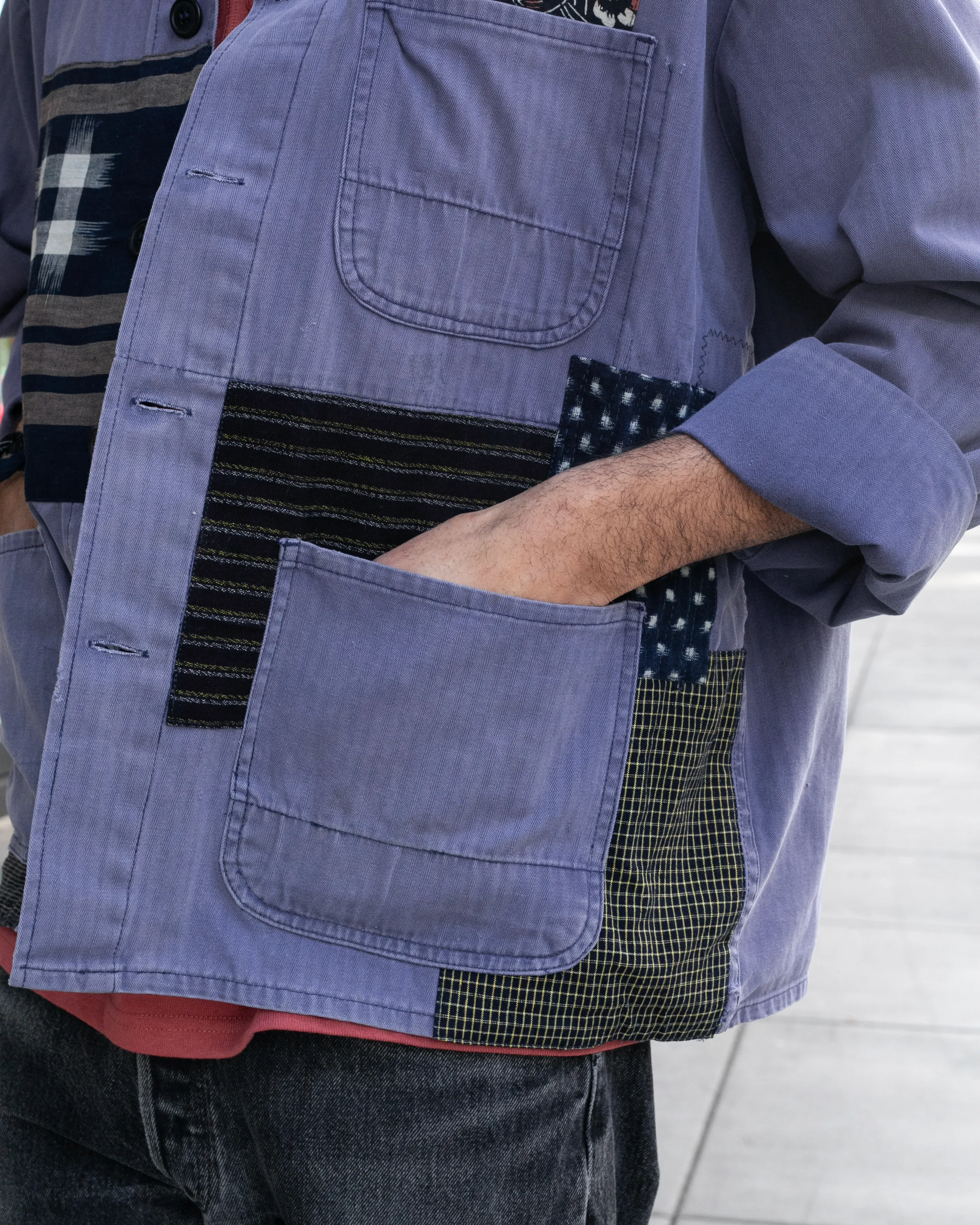 Kiriko Custom, One of a Kind Patched French Workman Jacket, Vintage Kasuri, B sold by Kiriko product image thumbnail 5